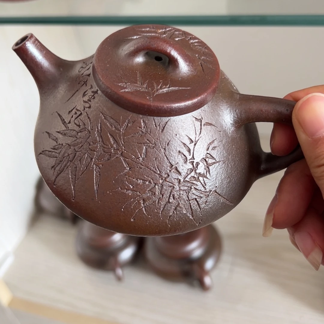 紫砂茶壶黄龙山原矿天青火痕烧230