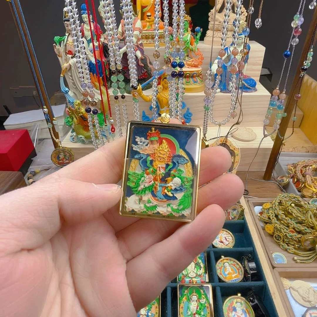 木囍*阳财宝天王木雕唐卡