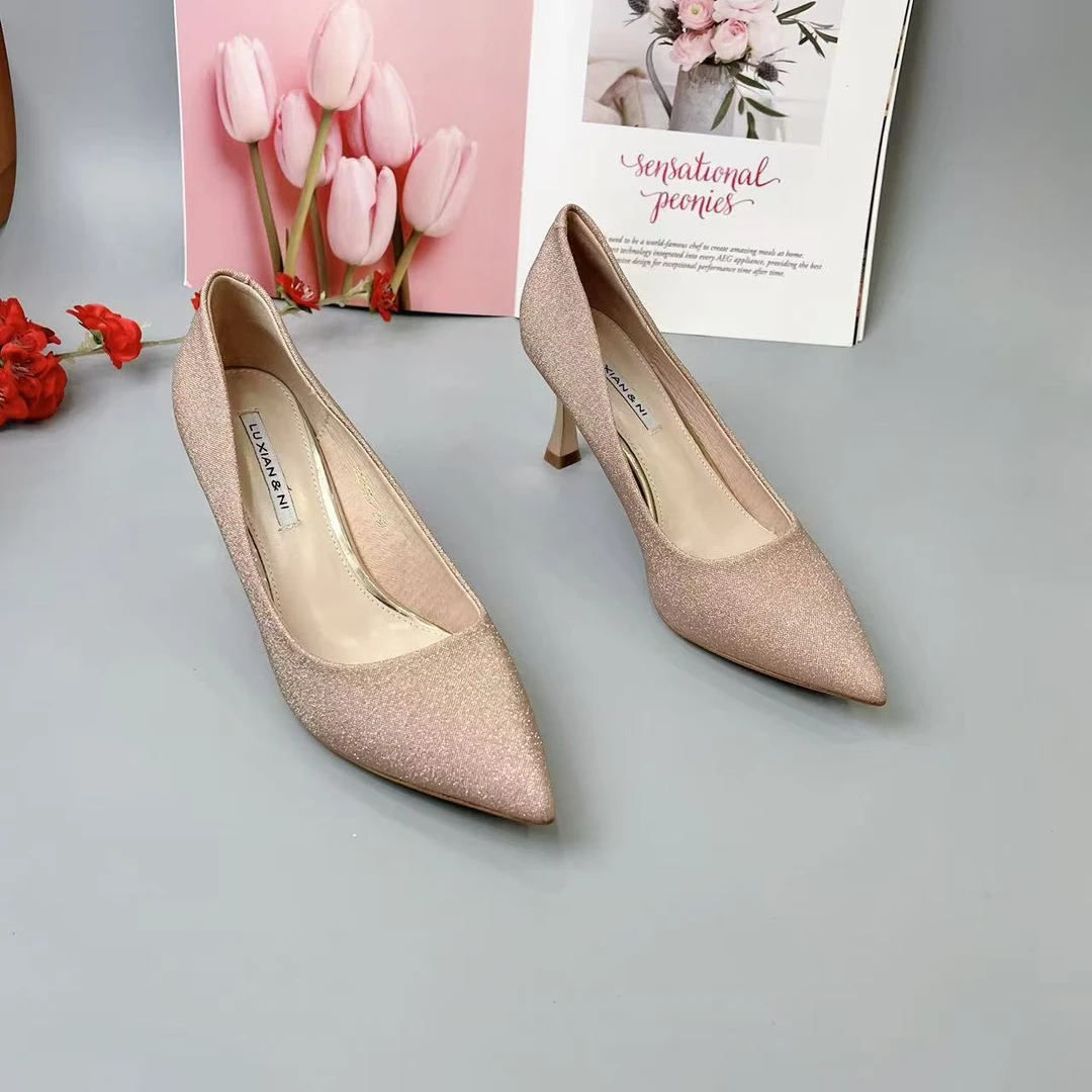 22-27B 新款法式浅口高跟鞋女细跟尖头百搭单鞋