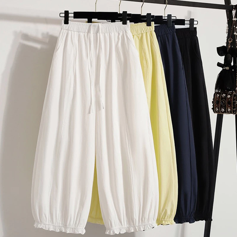 【九分花苞裤】女童裤子薄款夏季2025新款洋气初中生12岁女孩灯笼裤