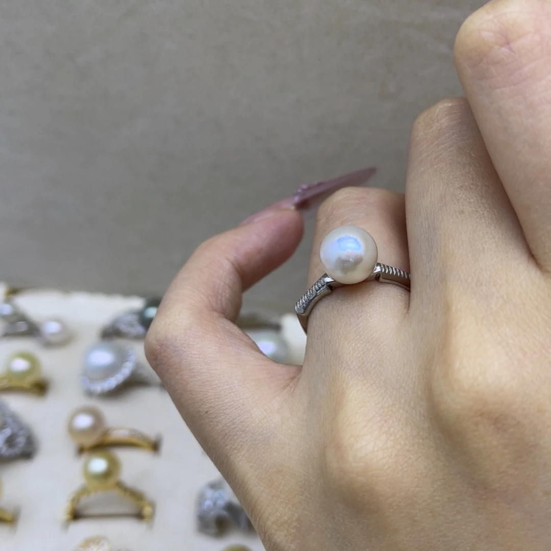 海水珍珠戒指银S925镶嵌
