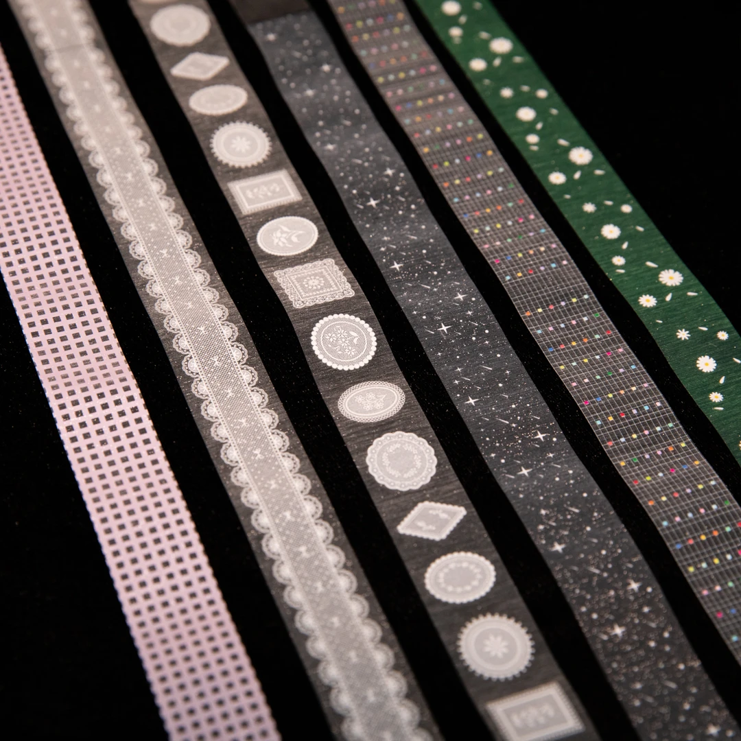 贴纸卷【星光悸动】手账砂闪拉丝和纸胶带星星基础款拉条盐系