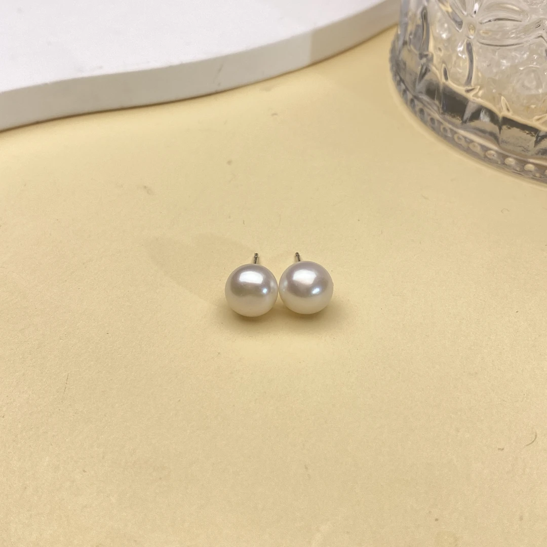 【小北好物】s925银淡水珍珠耳钉-QH74X371【多样性发一件】约8mm+