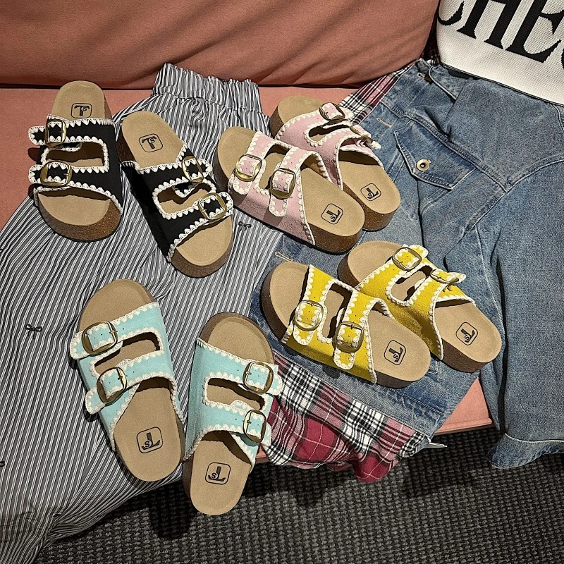 TS/TS外穿休闲鞋2025夏季新款时尚潮流百搭复古花边博肯拖鞋