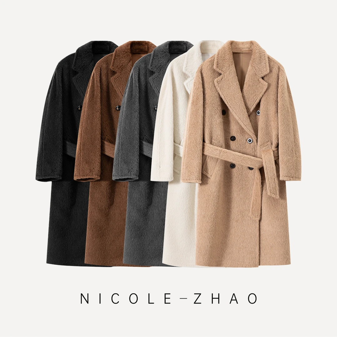 预售 【贵姐NICOLE】限量版秘鲁进口驼毛气质高端长款大衣5NWD005