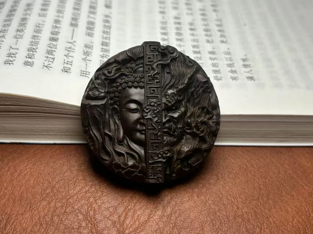 印度老山檀香阴沉横纹平安圆牌【一念之间】