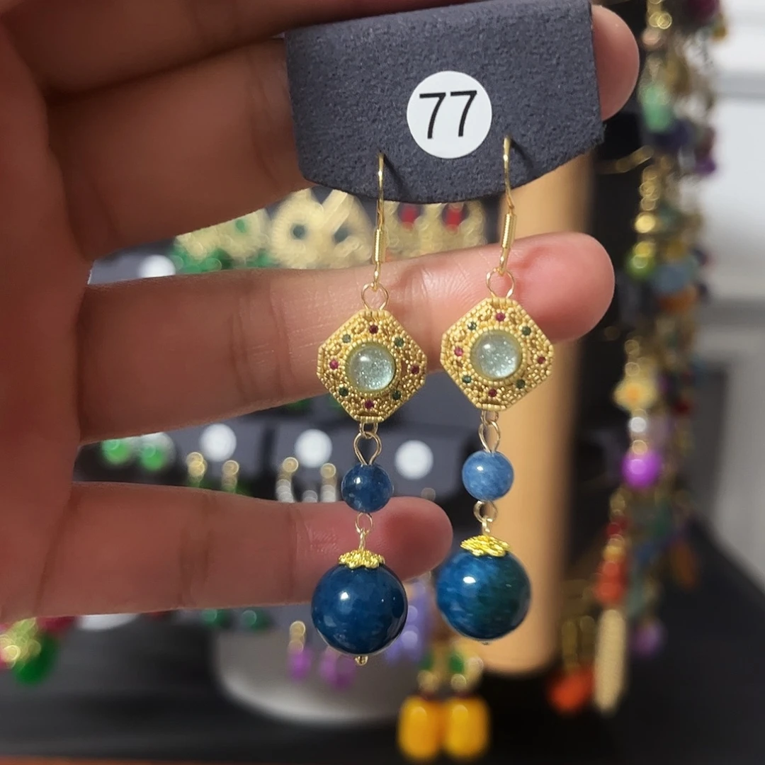 锆石纯铜925银耳饰