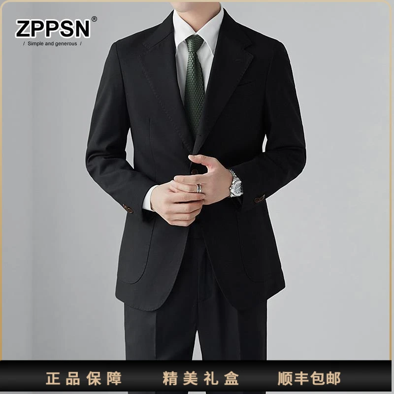 意式那不勒斯休闲西装男套装结婚高级感百搭西服商务绅士职