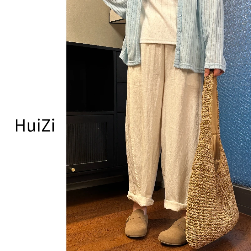 微胖定制奶奶裤垂感莱赛尔亚麻南瓜裤夏季薄款宽松九分女