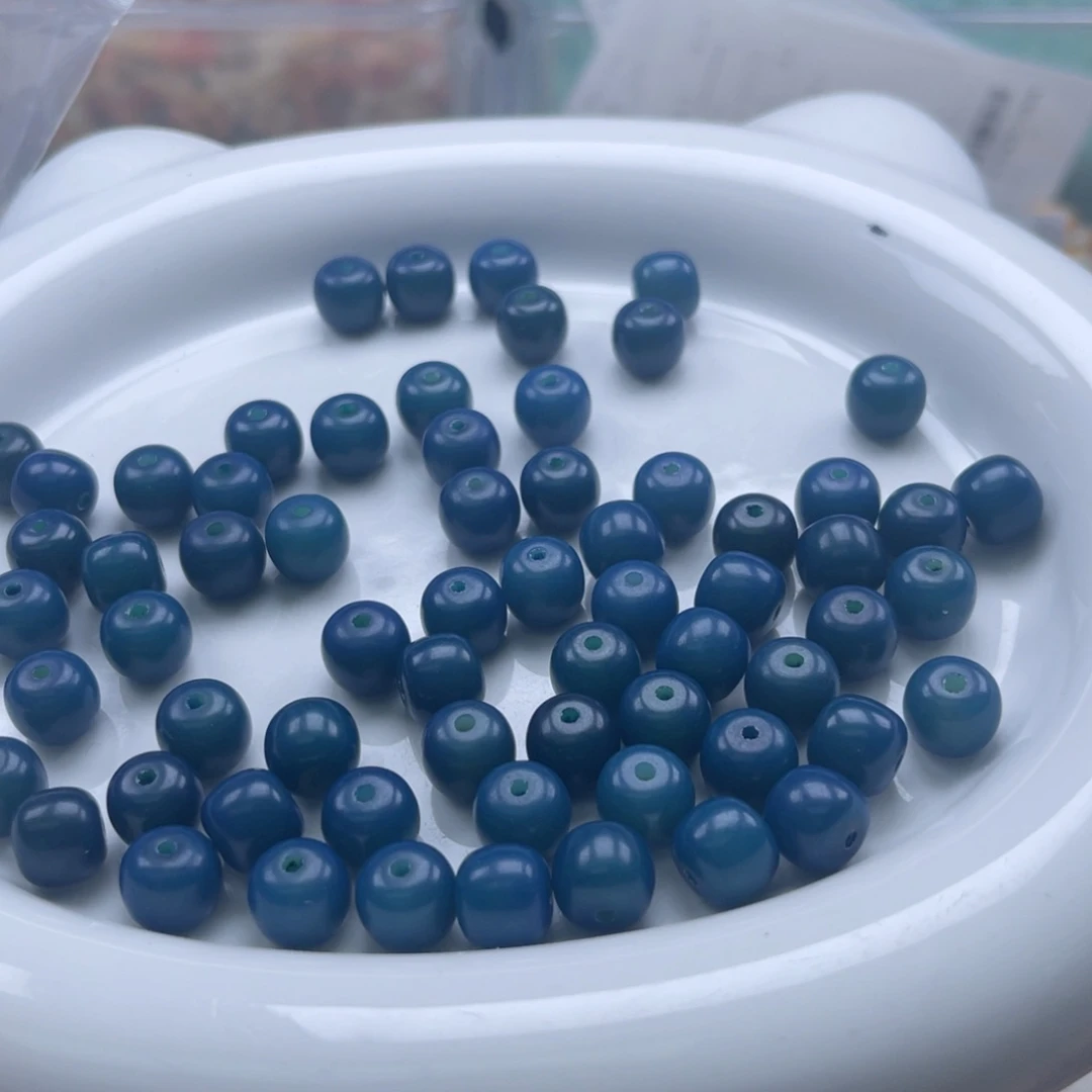吊坠白玉菩提a10/100+50颗蓝精灵桶珠