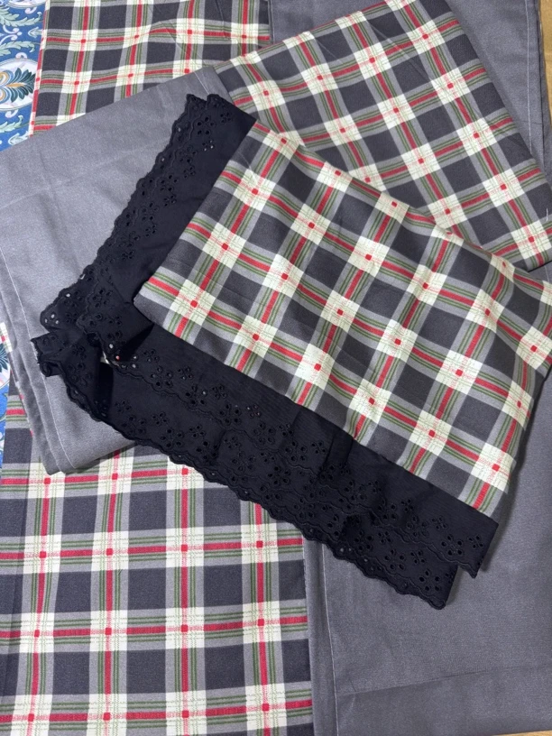 新款格子单人被褥套三件套秀气柔软舒适手工