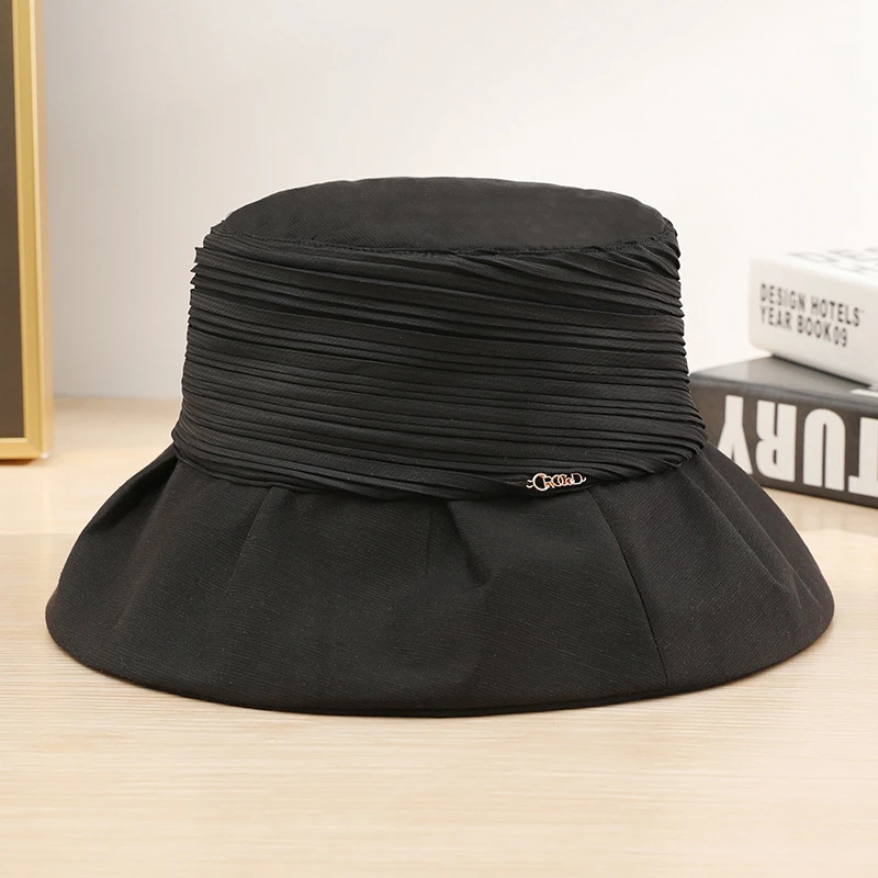 百搭时尚女士帽夏季韩版防晒帽宴会礼服气质百褶帽休闲鱼夫帽