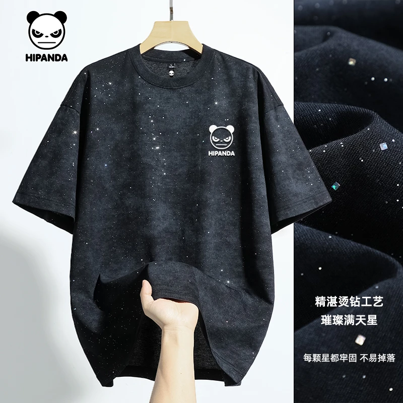 HiPanda满天星短袖t恤男士2025夏季新款潮牌星空设计感美式半袖男