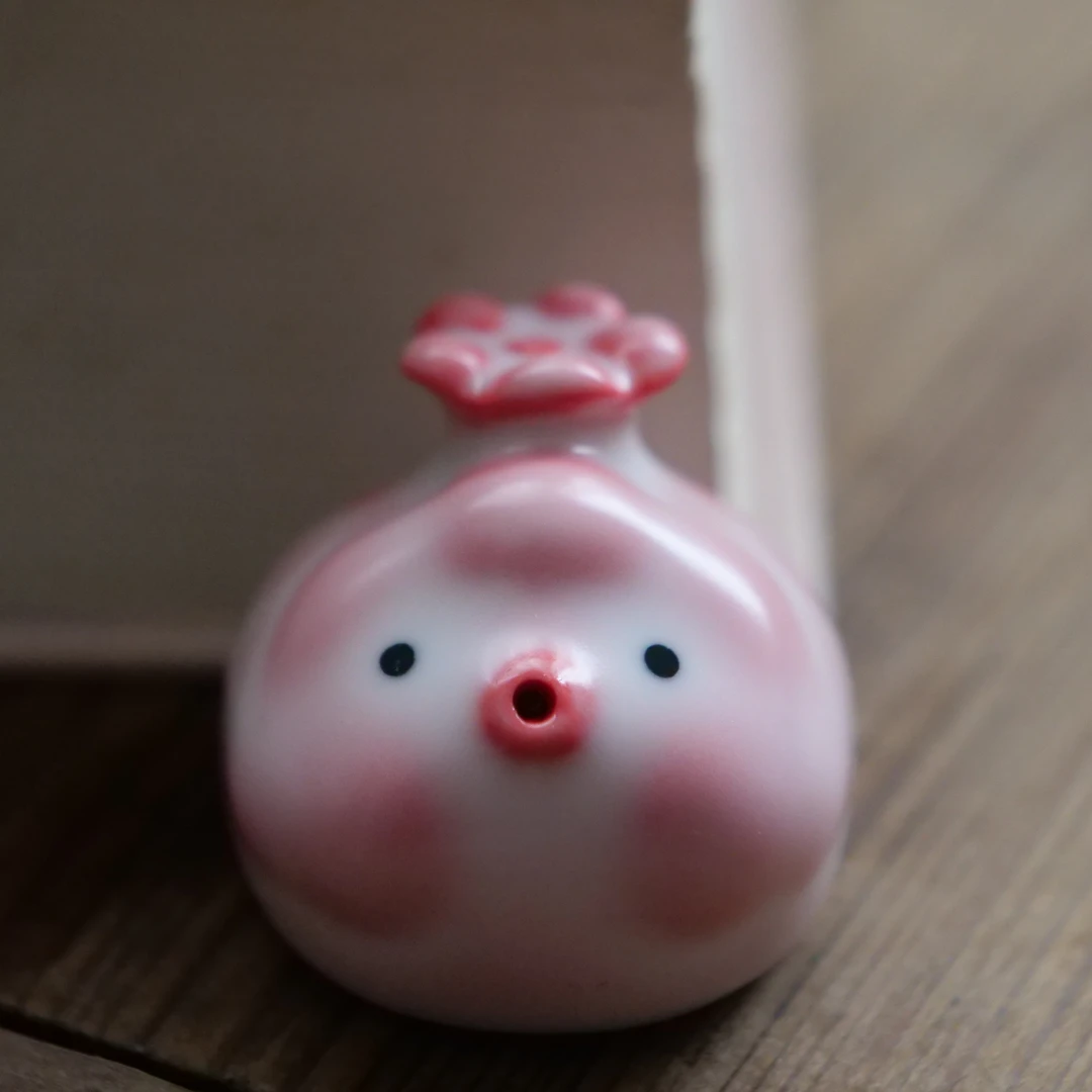 四海新品【粉色泡泡鱼小盖置】可爱创意茶道零配盖置小茶宠高2cm