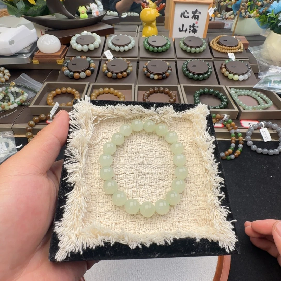 和田玉未镶嵌手链卡10薄荷晴水冰猫，62