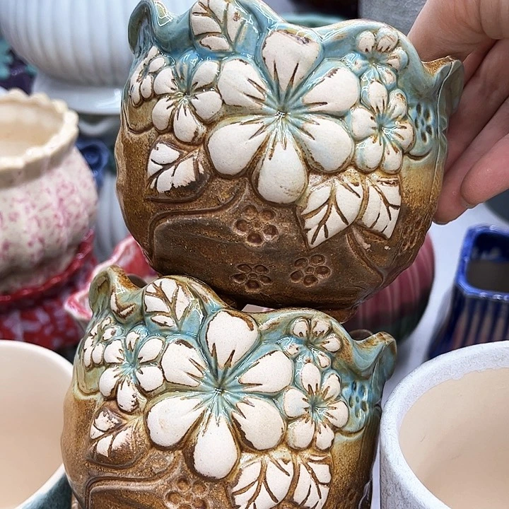 多肉绿植陶瓷花盆9.9包邮，有孔