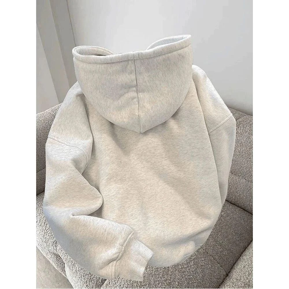 美式重磅硬挺卫衣男款秋冬连帽即墨加绒外套cleanfit情侣内搭上衣