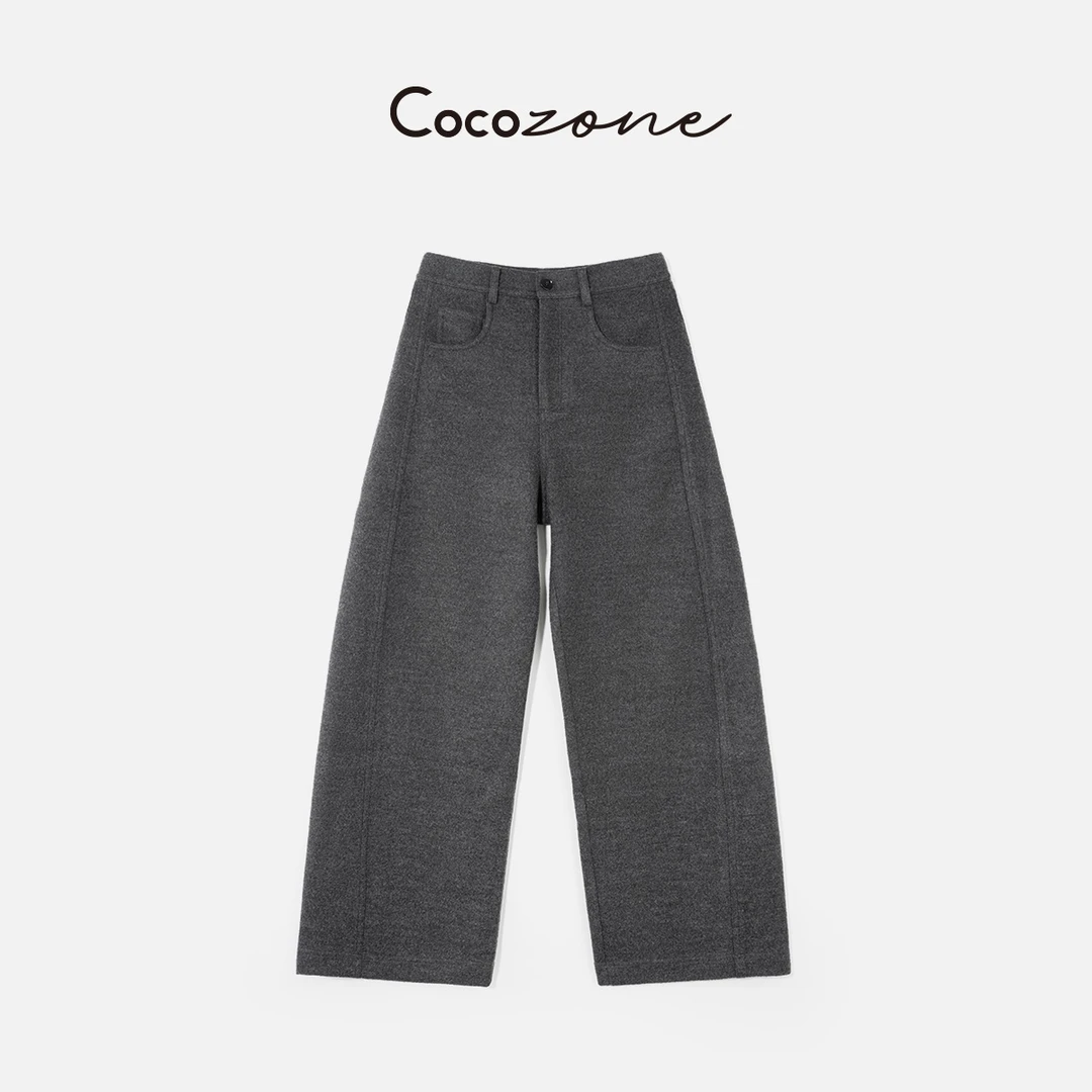 COCO ZONE 刘 一一“羊毛弯刀裤”绵羊毛混纺垂坠感休闲裤CD1A1739