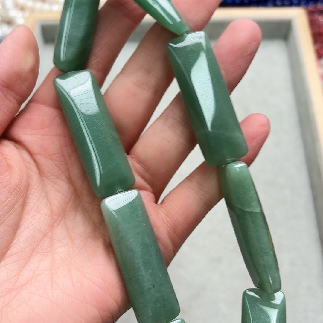 玛瑙/玉髓未镶嵌珠宝半成品16×47绿东陵唱牌一条长的