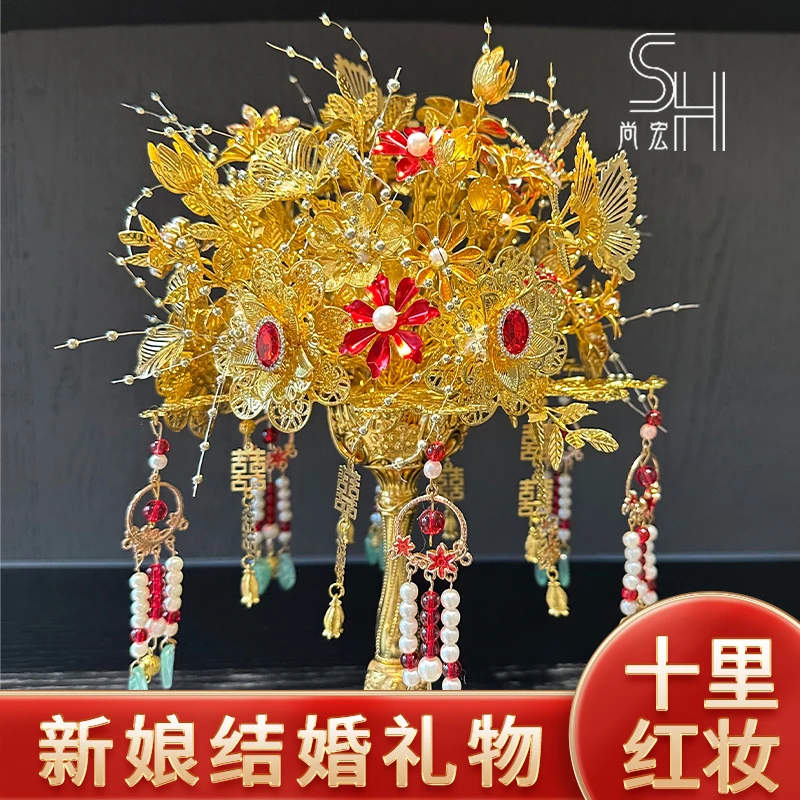红金色手捧花新娘2025最新款手工diy材料包成品送闺蜜【十里红妆】