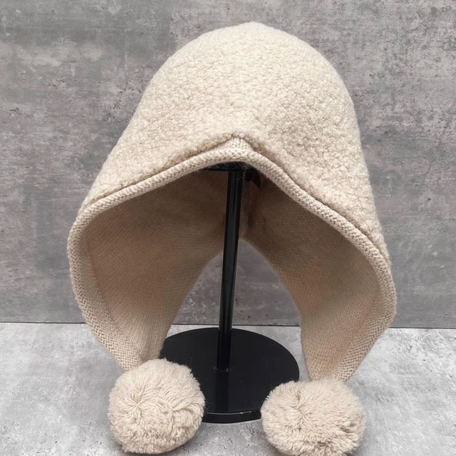 安哥拉红色韩版羊毛护耳帽子女秋冬保暖柔软可爱时尚显脸小包头帽