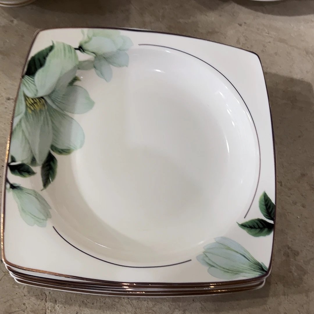 瓷片百合方盘五个微瑕