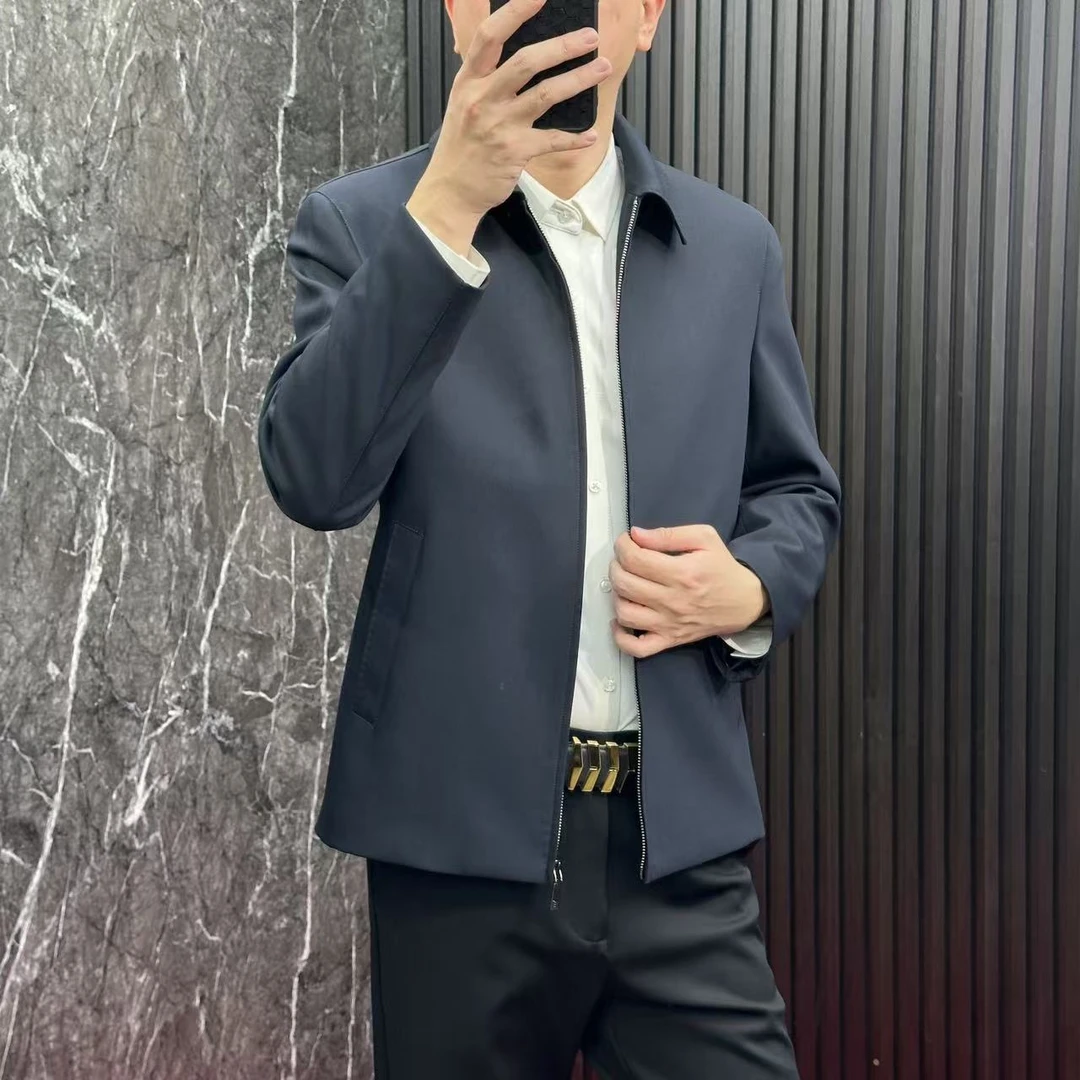 【商务正装夹克纯手工春夏薄款】男士行政休闲百搭爸爸装翻领2502