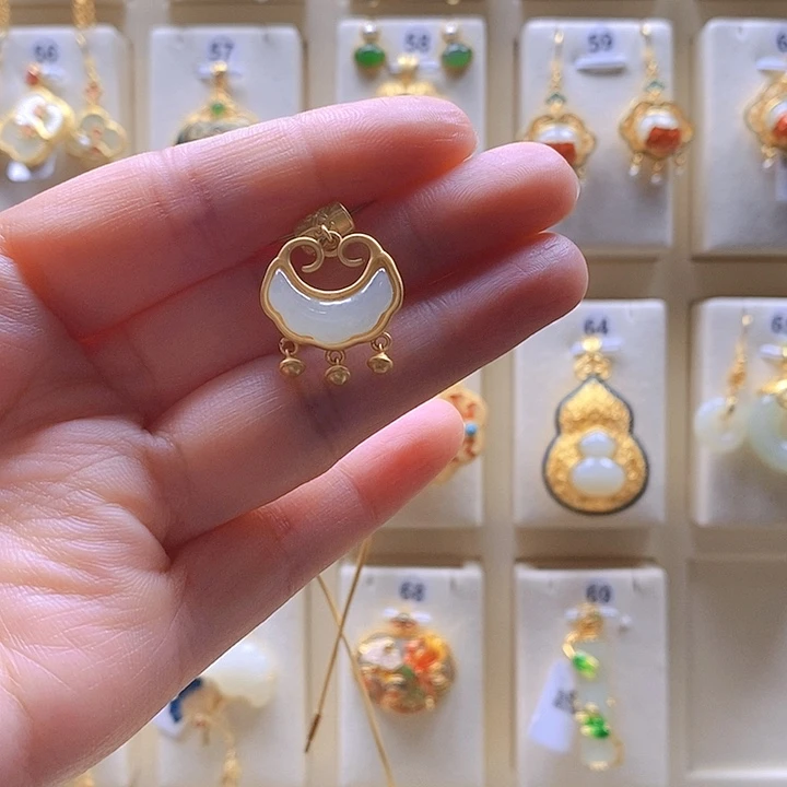 和田玉颈饰银S925镶嵌