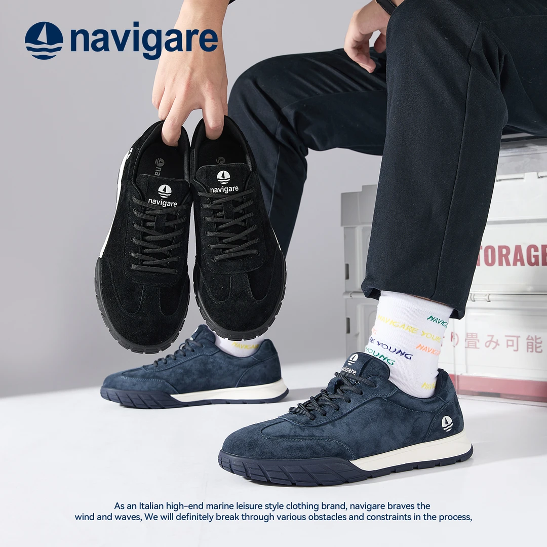 Navigare意大利小帆船男鞋板鞋职场休闲时尚轻便车缝线低帮板鞋