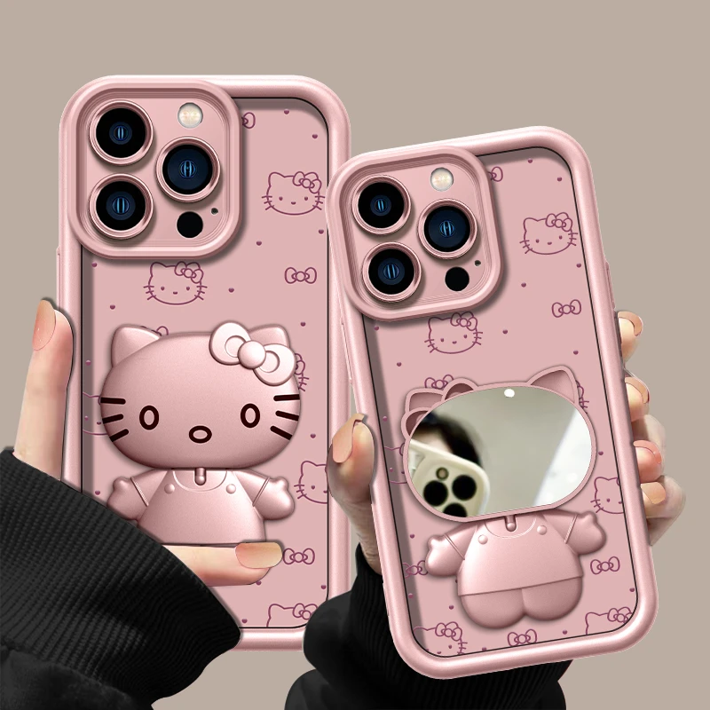 满屏凯蒂猫适用苹果vivo华为oppo小米iPhone金属漆天眼阶梯手机壳