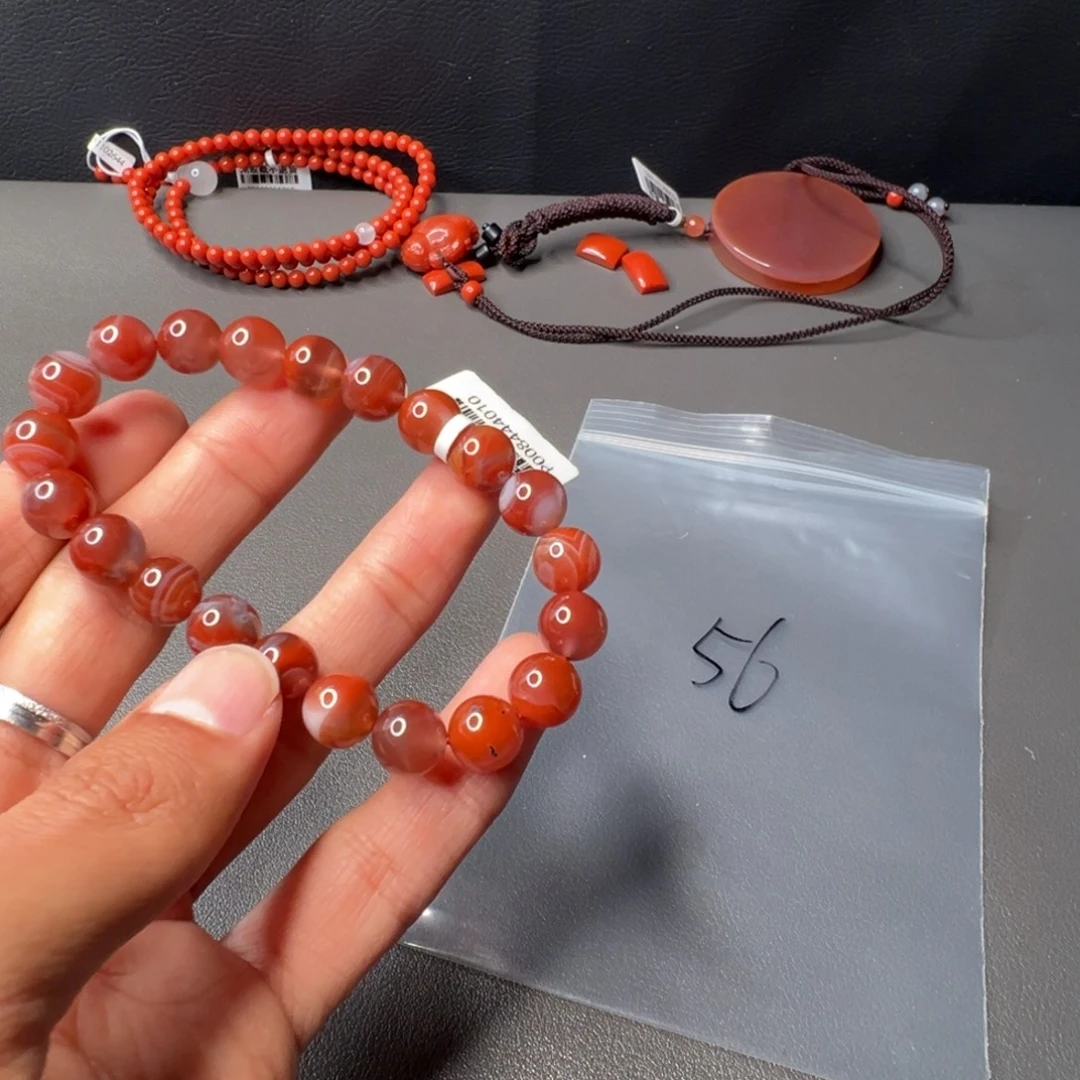 南红玛瑙未镶嵌56号南红单圈9+