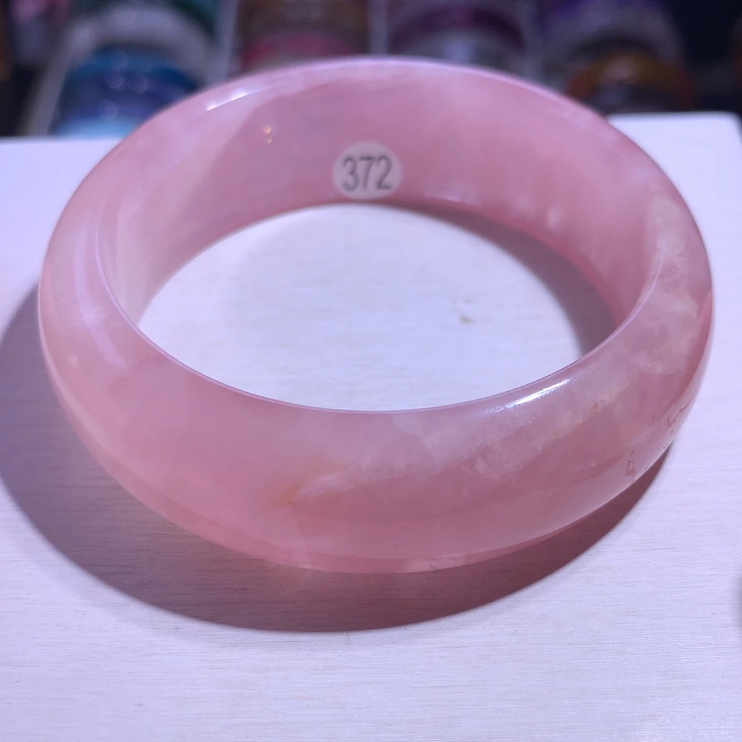 水晶手镯银S925镶嵌老矿粉晶61.2圈372