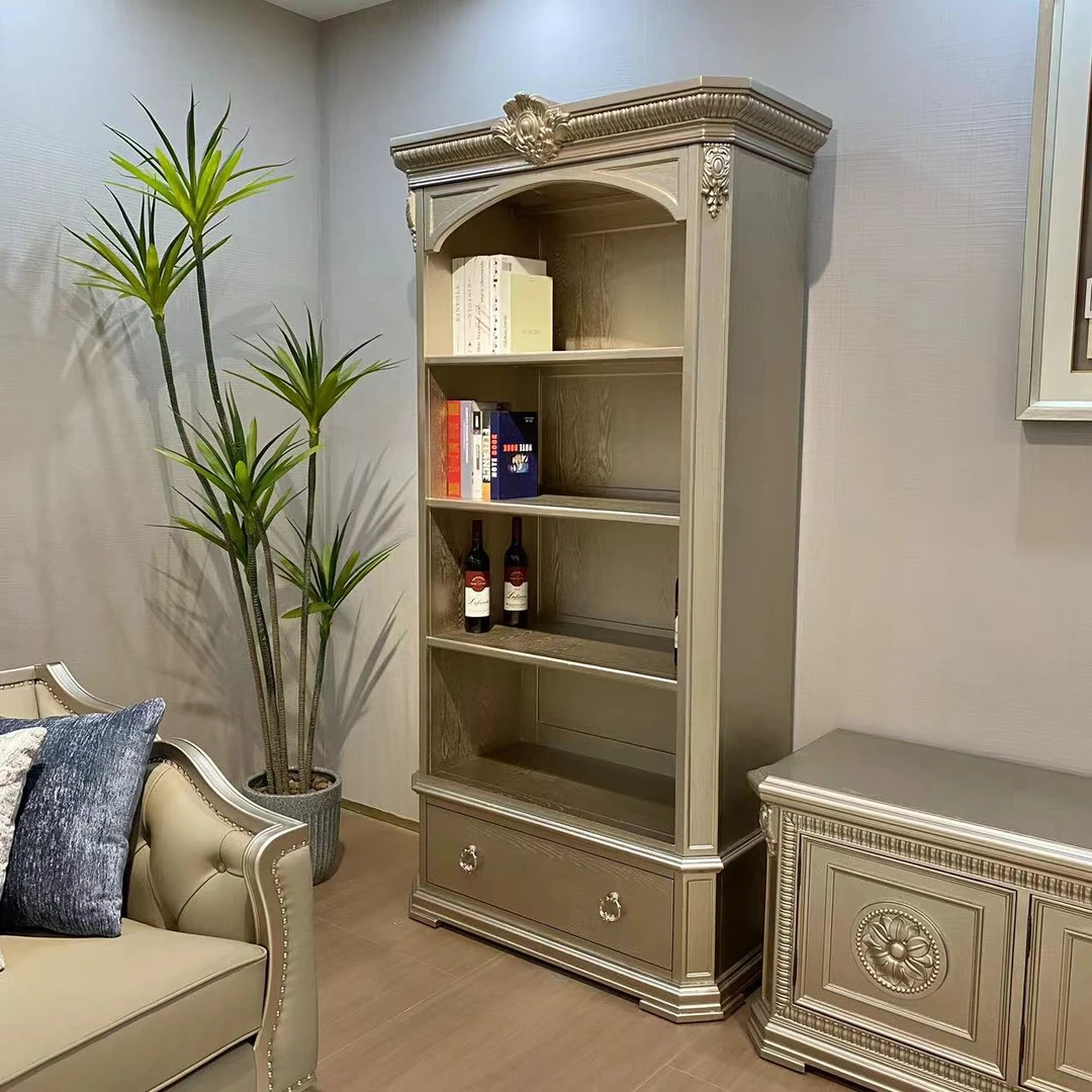 美式轻奢书橱实木书柜/家用书房多功能柜酒柜（尺寸1100*490*2210）