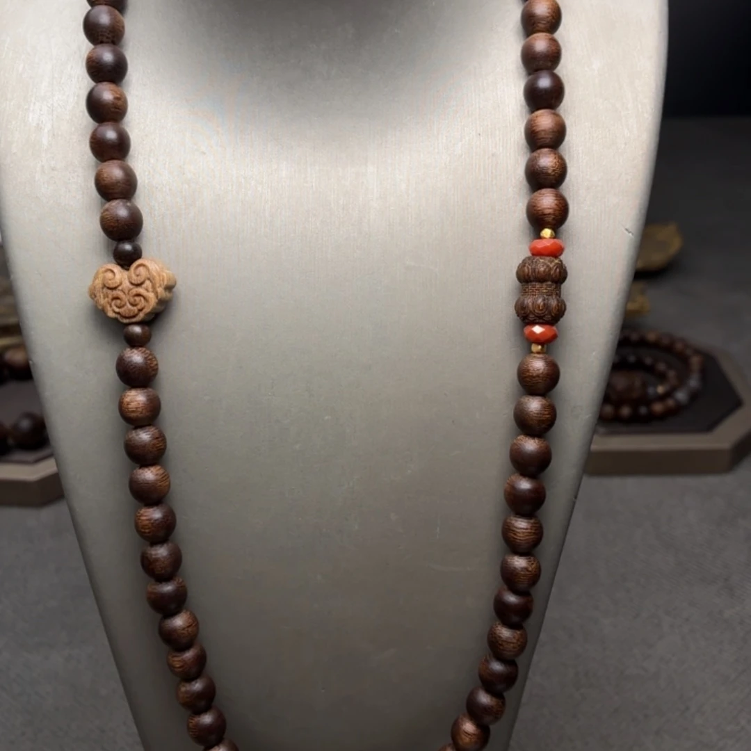 手串沉香越南芽庄白棋楠天花板0.8+莲花沉香木雕配饰