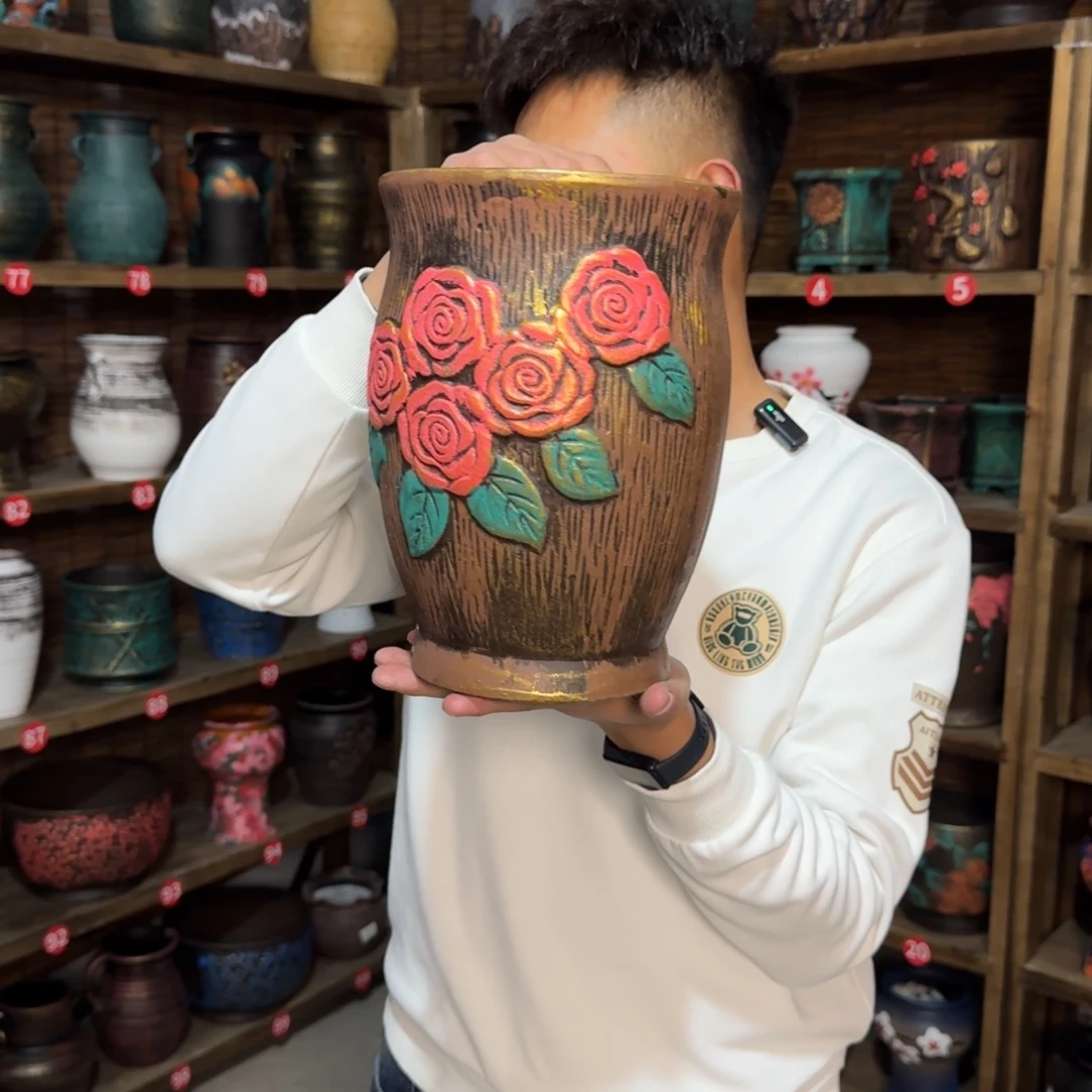 带孔高端浮雕花盆炸炸炸