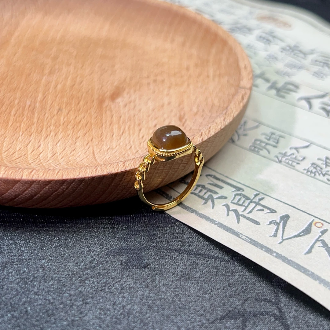 天然和田玉s925方糖戒指-LJ0A50（多样性发货）