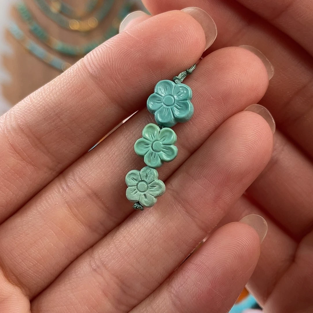 未镶嵌绿松石手串花花套装9+