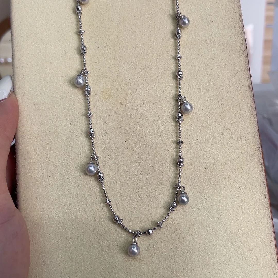 项链银S925镶嵌海水珍珠