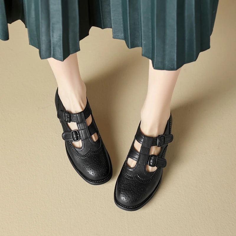 992-66舒适粗跟真皮百搭新款乐福鞋女士休闲时尚平底单鞋