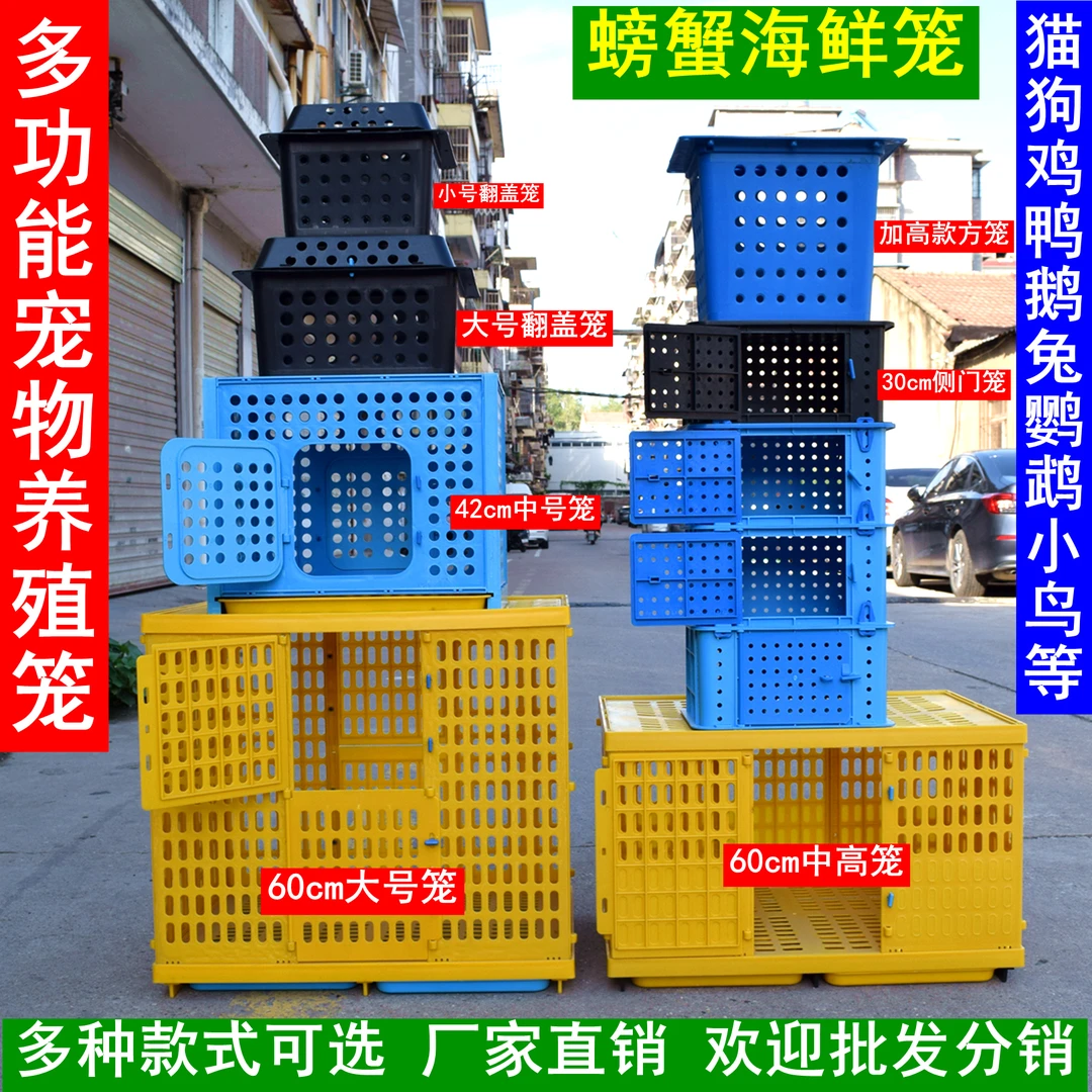 侧开门方形螃蟹养殖笼可叠加塑料鸽子兔子仓鼠宠物海鲜水产养殖箱
