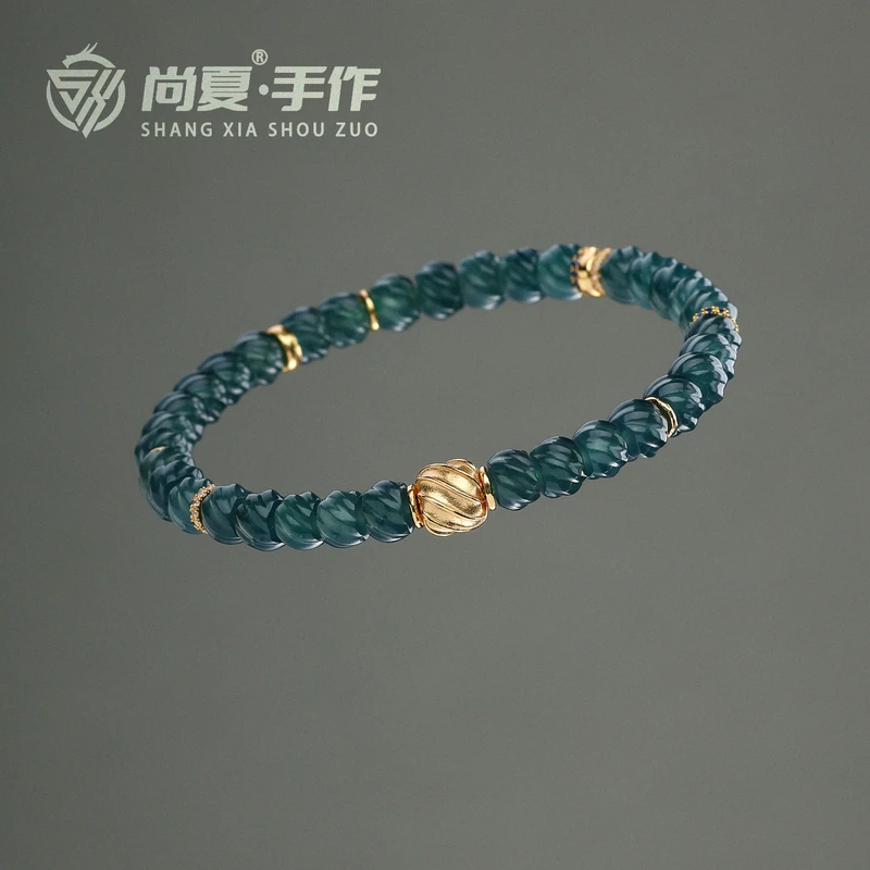 【李晨nic专属】尚夏6MM危料原矿冰种翡翠扭珠手串