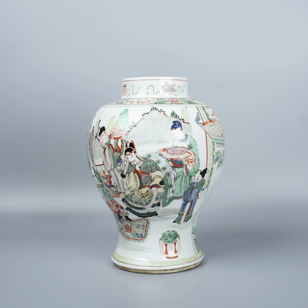 Lot041五彩人物故事将军罐