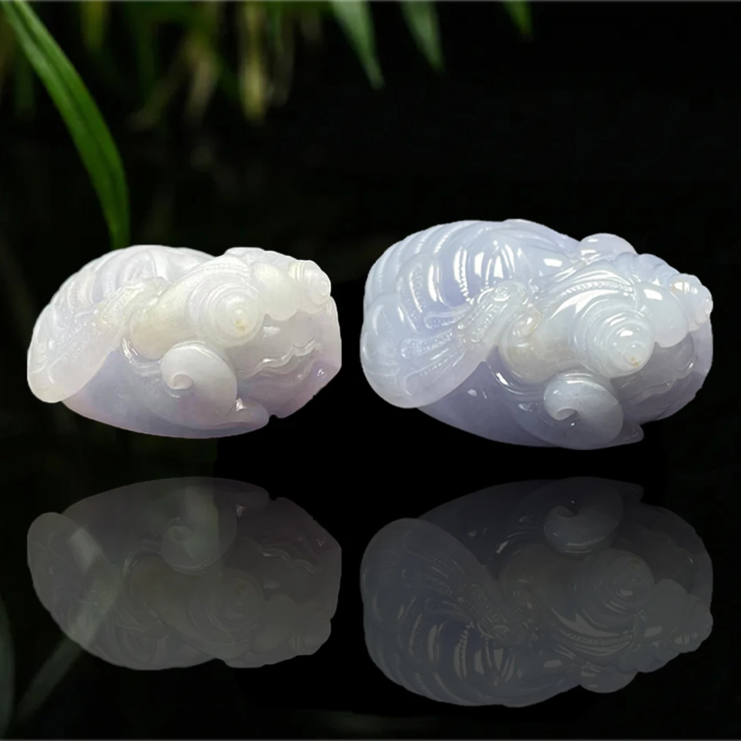 【已结缘】合一堂翡翠工作室定制展示：糯冰紫罗兰《紫蝉初生》毛货