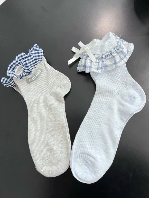 夏季女秋季吸湿排汗中筒春季透气中筒袜纯色字母学院风少女风