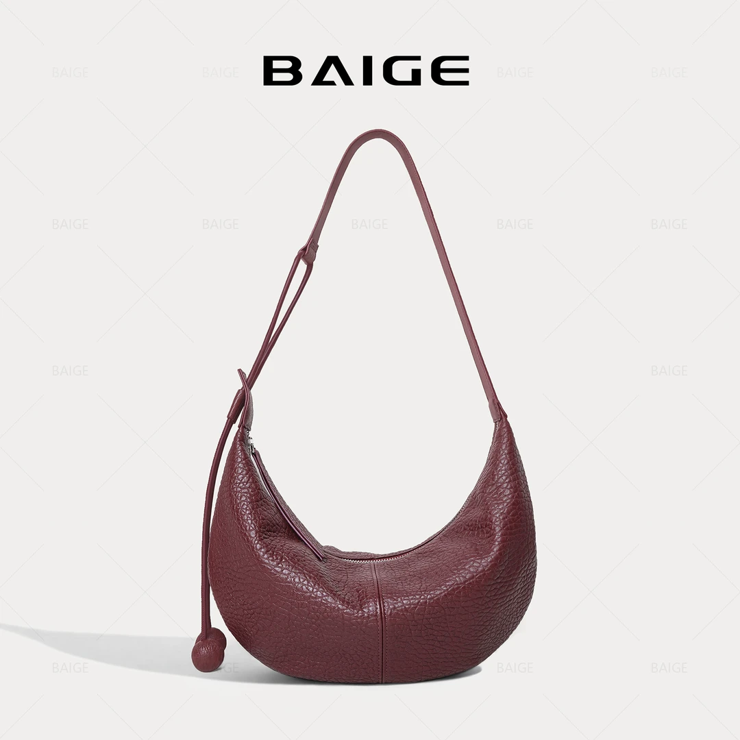 2025秋冬包包女羊皮手提腋下饺子包简约百搭大容量单肩斜挎包1182