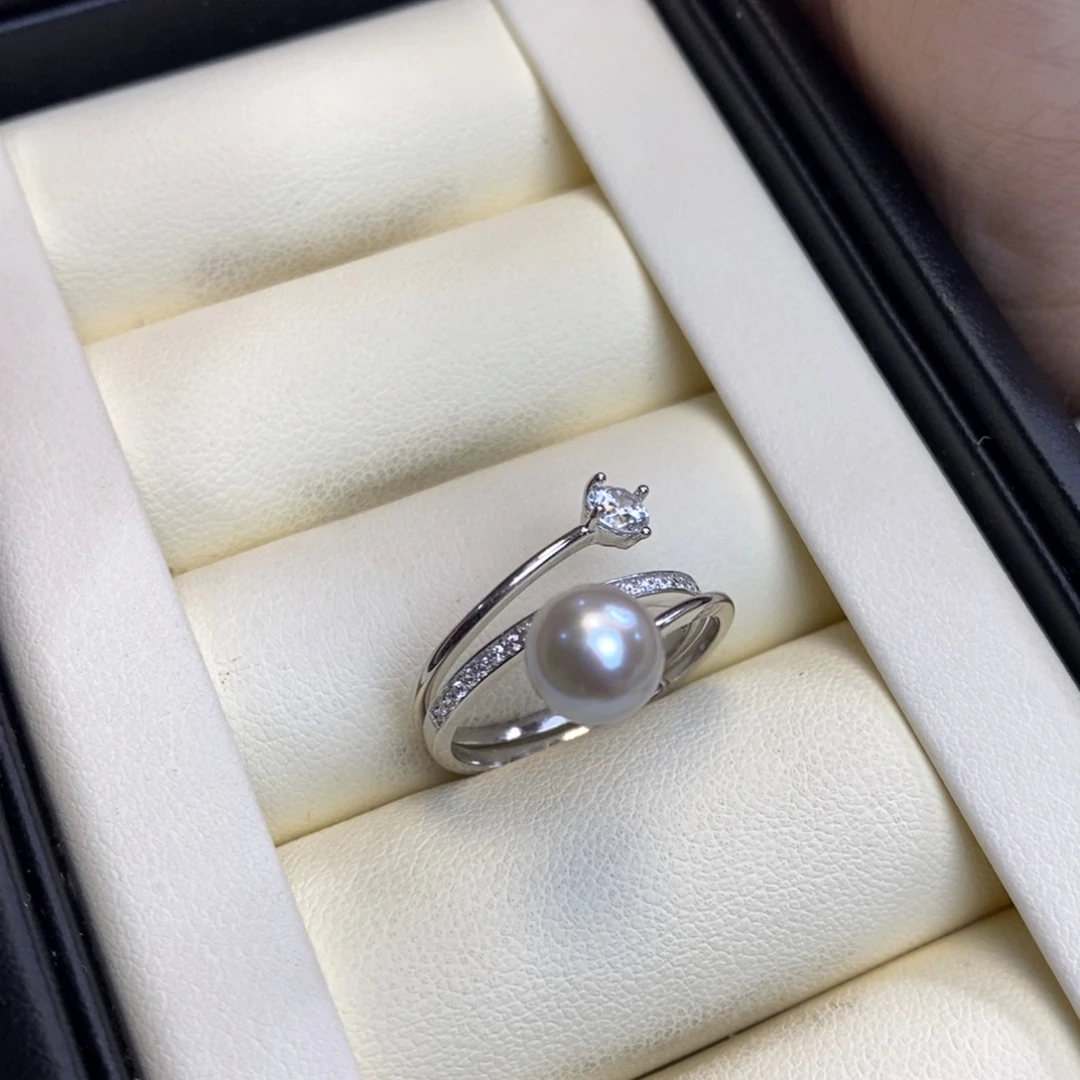 银S925镶嵌海水珍珠戒指特价