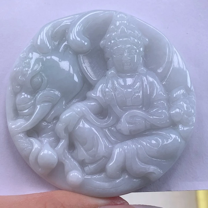 颈饰未镶嵌翡翠普贤菩萨吊坠
