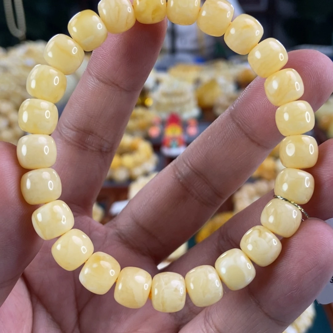 琥珀珠宝奇石未镶嵌9浓蜡老型手串11.05