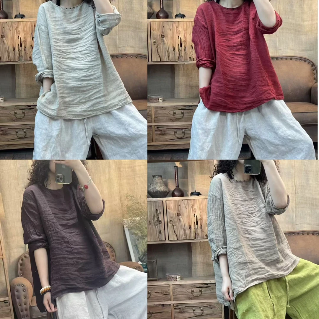 汉麻纯色长袖衫（衣长65胸围140）