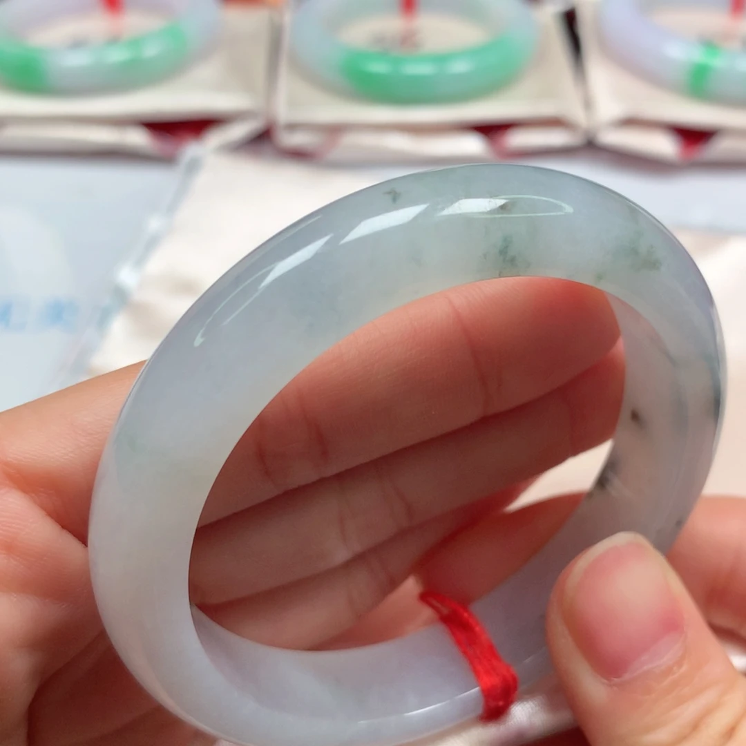 翡翠未镶嵌手镯冰胶润水墨画5556